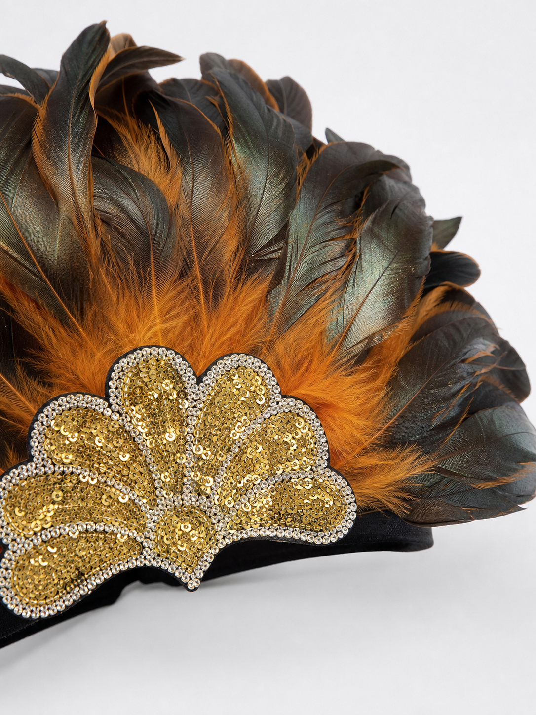 Feathered Headpiece with Gold Sequins