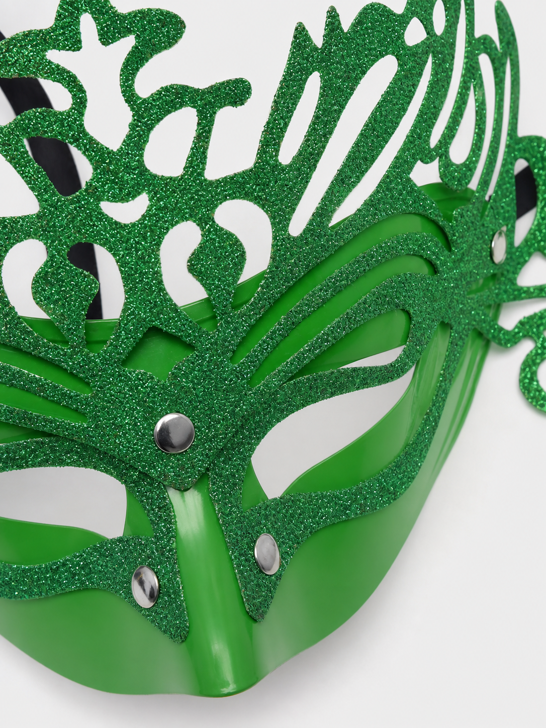 Green Glitter Carnival Headdress Mask
