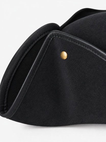 Classic Pirate Hat for Kids, Wide Tricorn Pirate Captain Hat with Raised Pointed Sides and Gold-Colored Accents for Halloween Costume, Dress-Up Play and Themed Parties