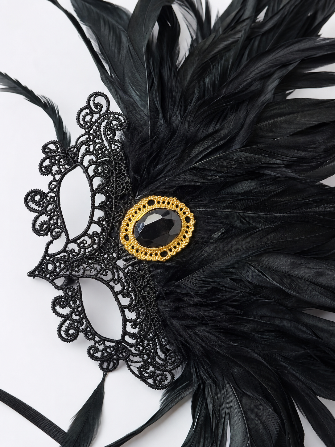Carnival Headpiece with Black Feathers