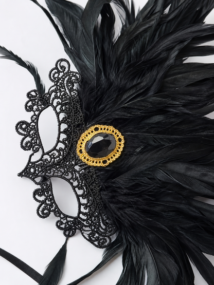 Carnival Headpiece with Black Feathers