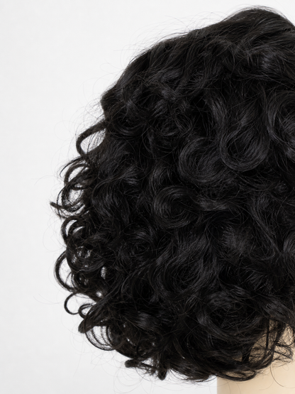 Black carnival wig with voluminous curls