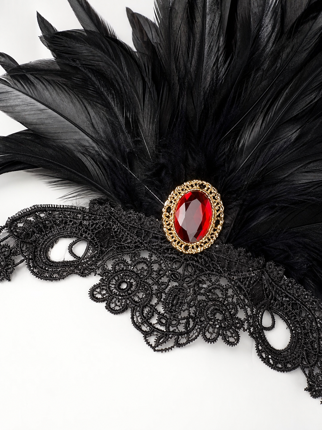 Carnival headpiece with black feathers