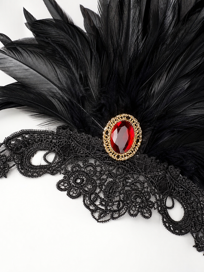Carnival headpiece with black feathers