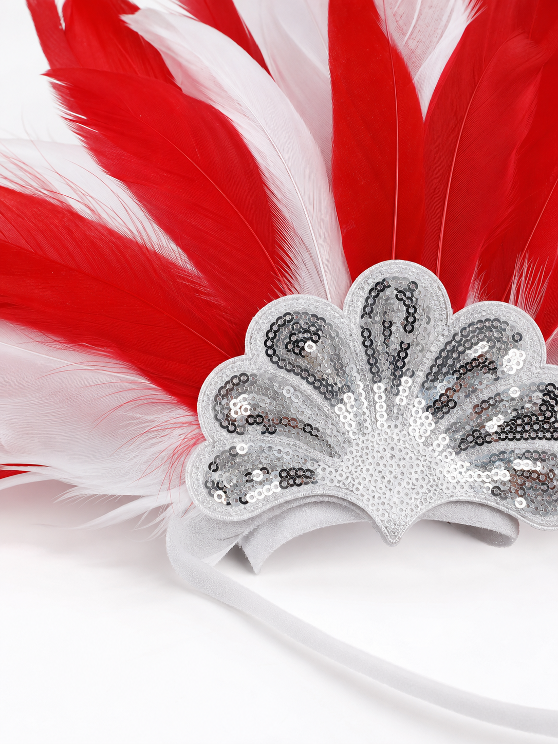 Carnival Headpiece with Red and White Feathers