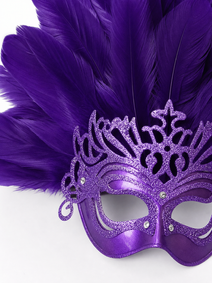 Carnival Headpiece with Feathers and Mask