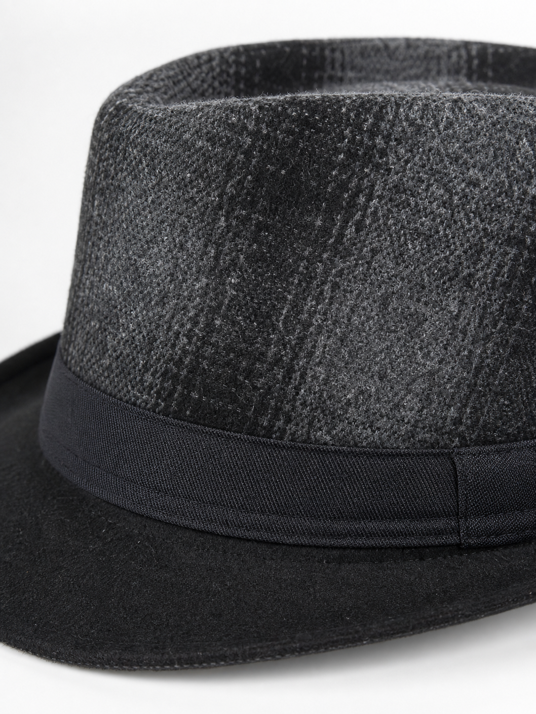 Men’s gray plaid carnival fedora hat