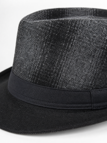 Men’s gray plaid carnival fedora hat