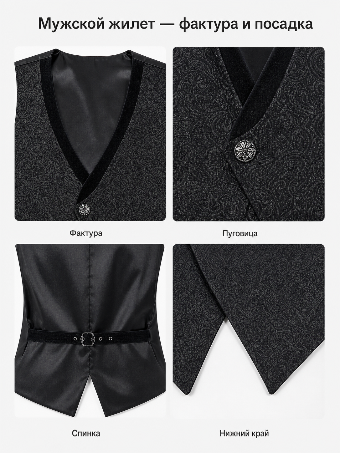 Black Jacquard Vest for Halloween