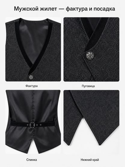 Black Jacquard Vest for Halloween