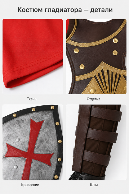 Roman warrior costume with shield and sword for cosplay