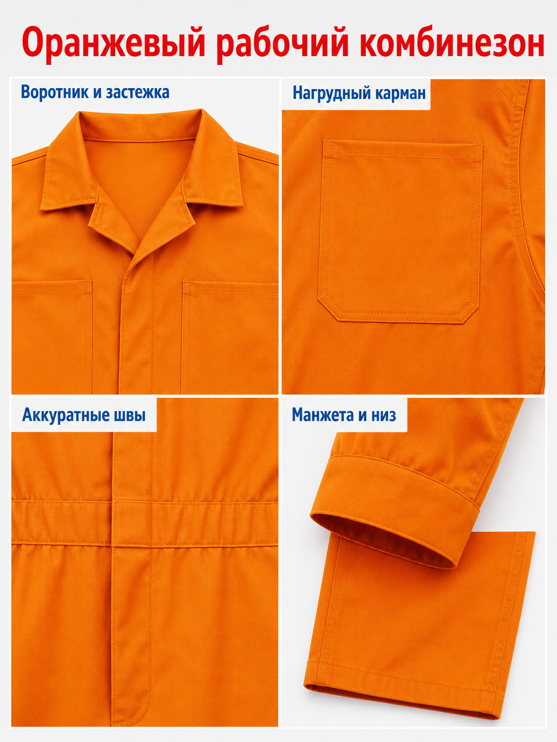 Orange Long-Sleeve Utility Jumpsuit