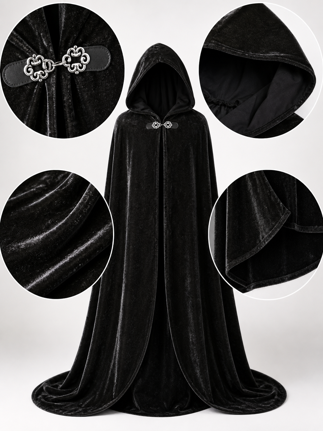 Black Gothic Hooded Carnival Cloak