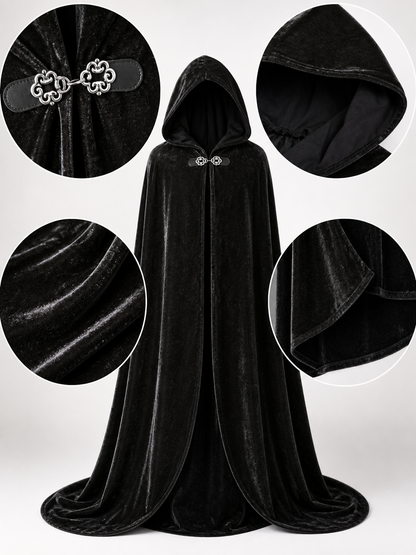 Black Gothic Hooded Carnival Cloak