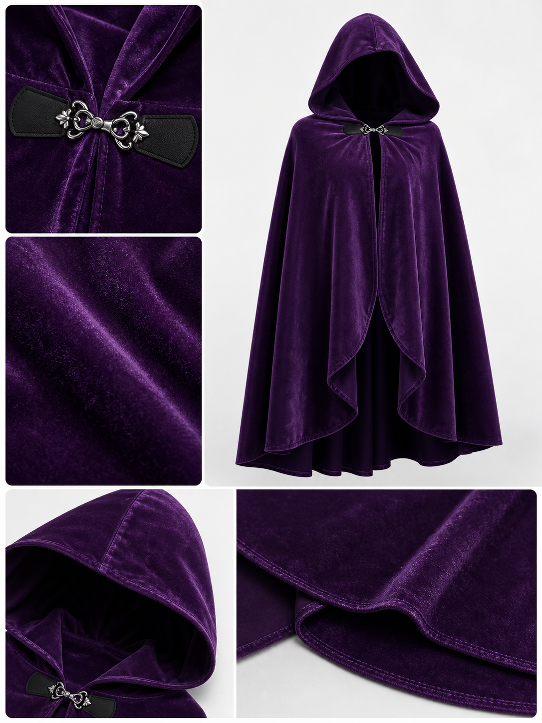 Purple Hooded Medieval Costume Cloak