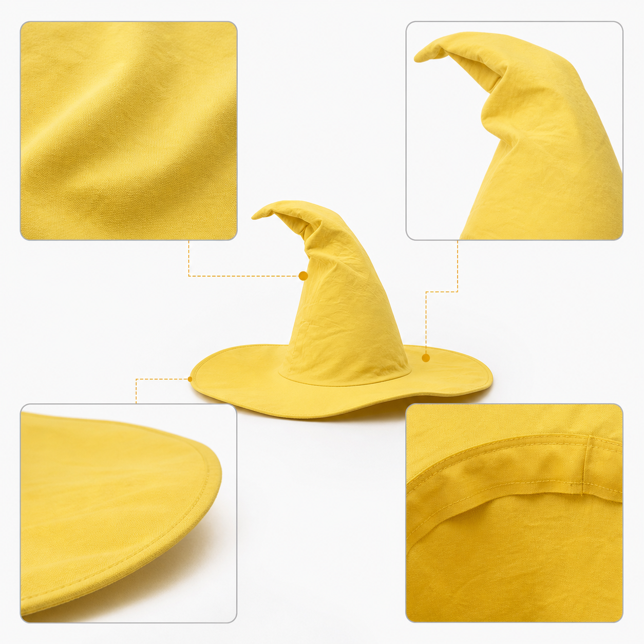Yellow Witch Costume Hat for Halloween