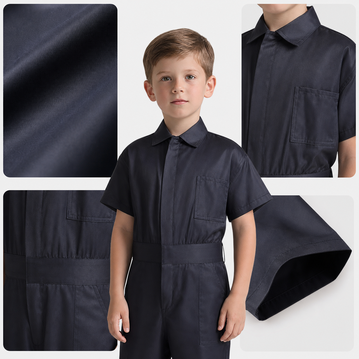 Practical children's short-sleeve jumpsuit