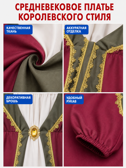 Retro Costume with Dress and Cloak for Role-Playing Looks