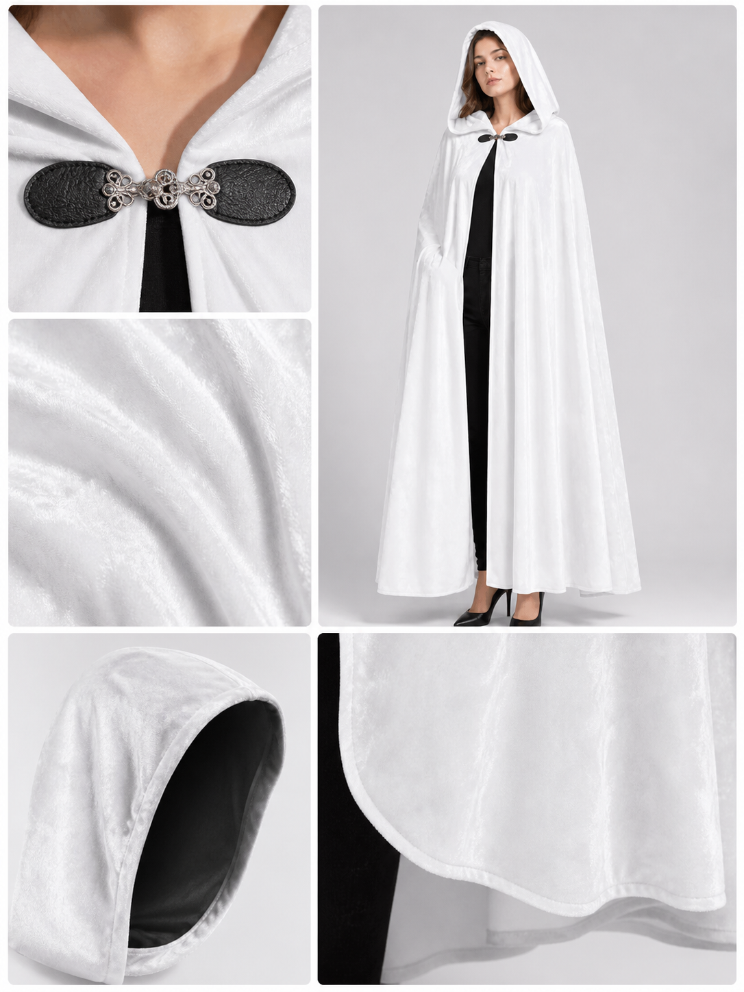 Long White Hooded Carnival Cloak