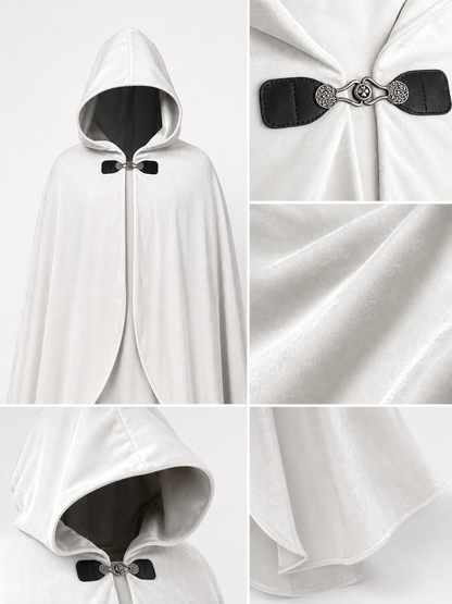 White medieval costume cloak with hood