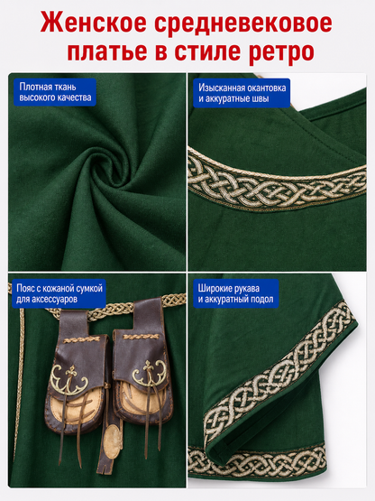 Medieval-Style Dress with Wide Sleeves