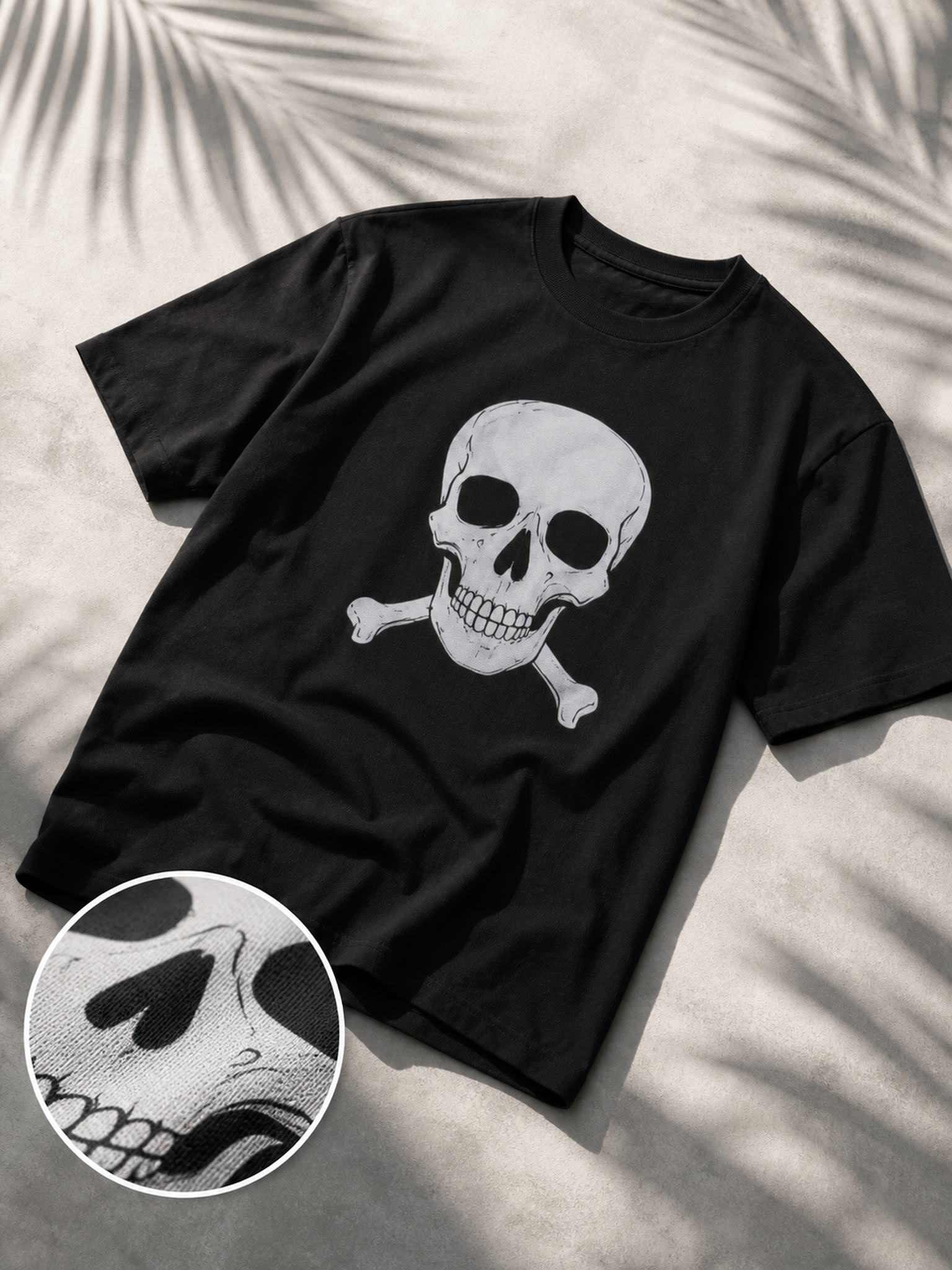 Women's Black Oversized Skull T-Shirt
