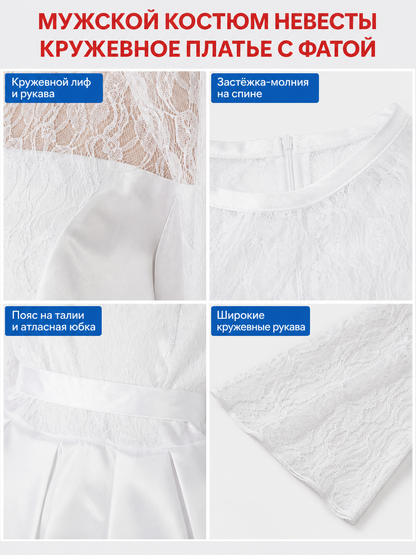 Wedding costume dress with veil for a celebration