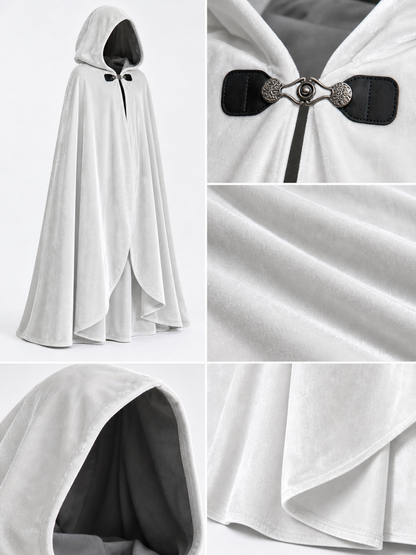 White medieval costume cloak with hood