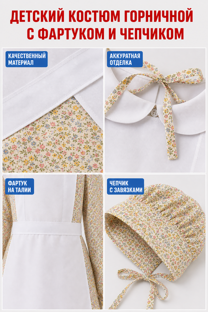 Dress with a White Insert and Small Floral Print