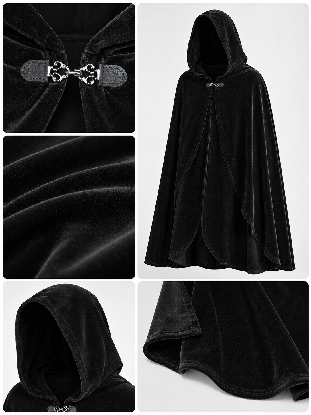 Black costume cloak with a large hood