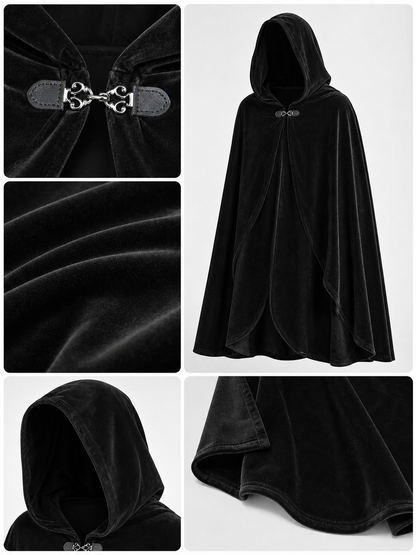 Black costume cloak with a large hood