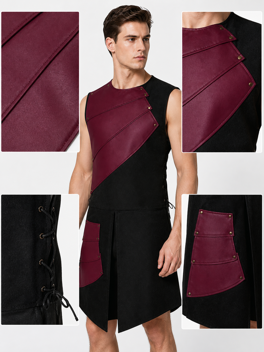 Sleeveless Jumpsuit with Asymmetrical Panels