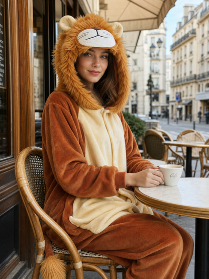 Hooded Lion Kigurumi Jumpsuit Costume
