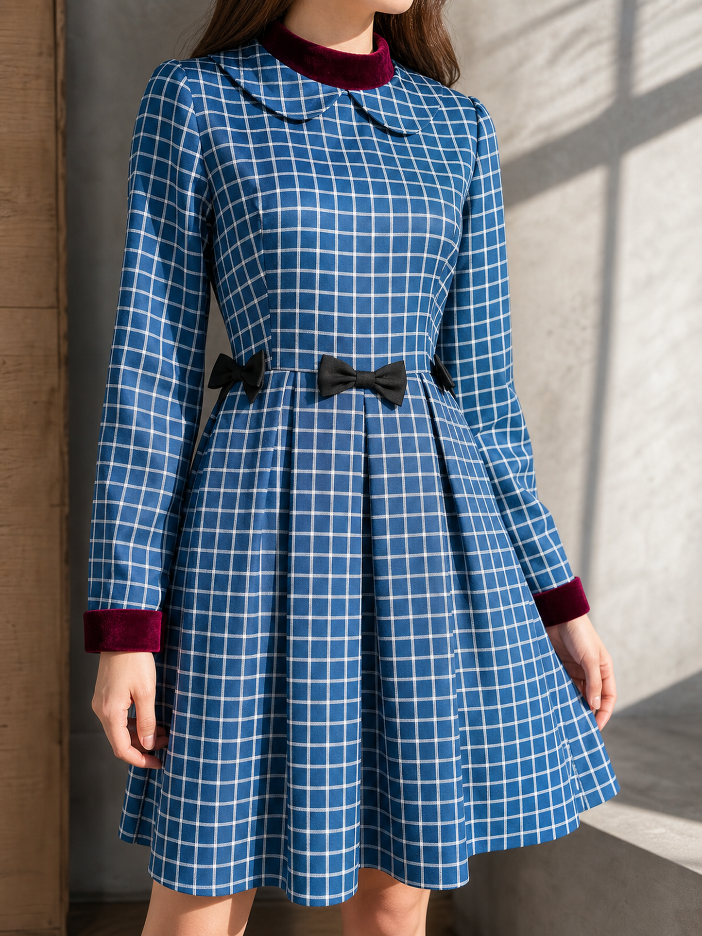 Esther from Orphan cosplay dress in blue plaid