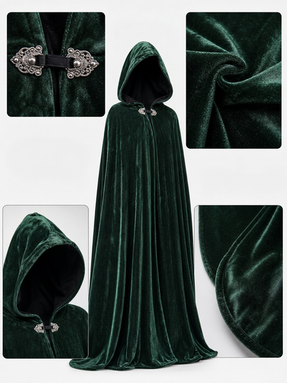 Hooded Dark Green Costume Cloak