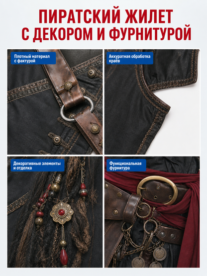Red Pirate Costume Cosplay Set