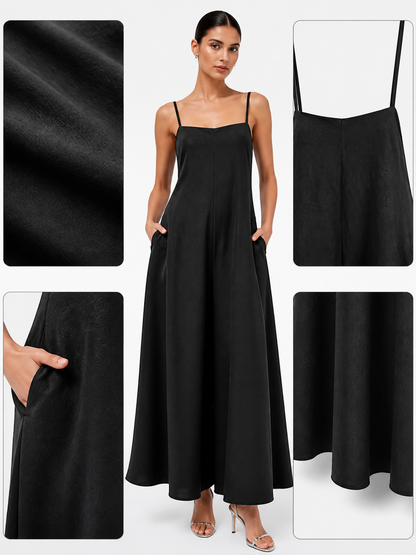 Black wide-leg strappy jumpsuit product view 18