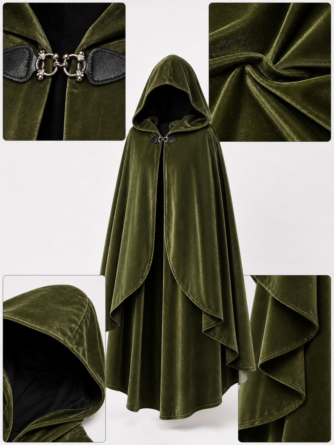 Green Costume Cloak with a Large Hood