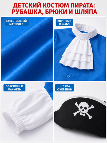 Pirate Costume with Shirt and Hat