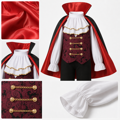 Vampire costume with cape and cane