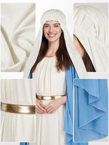 White Robe with Blue Cape and Gold Sash product view 22