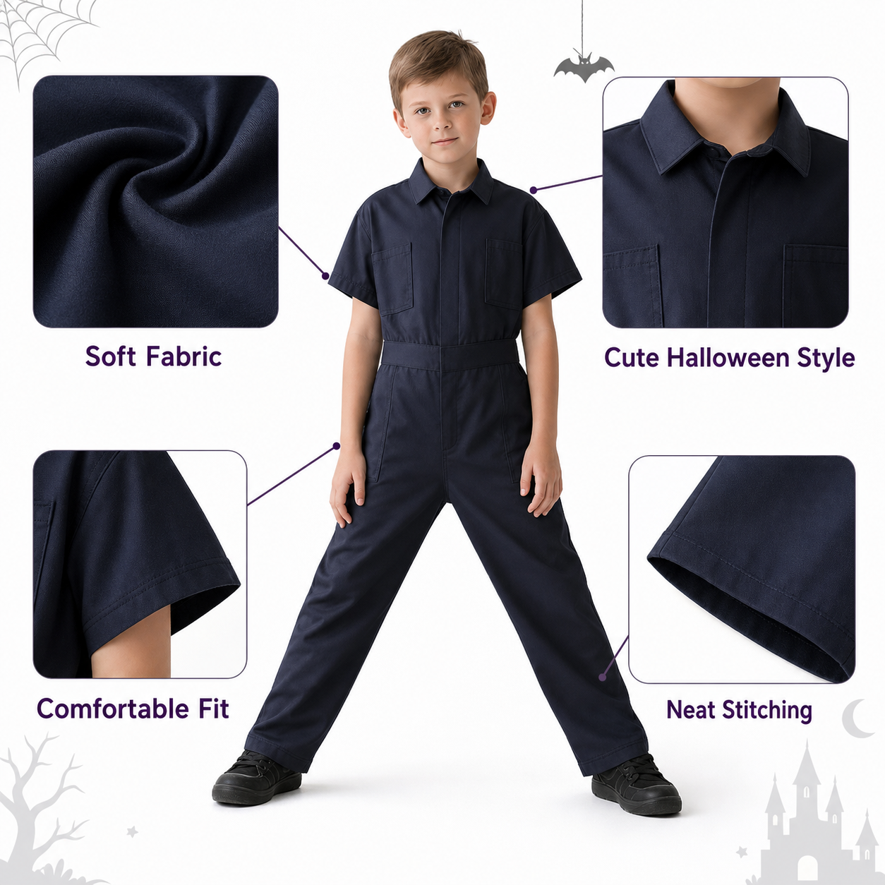 Practical children's short-sleeve jumpsuit