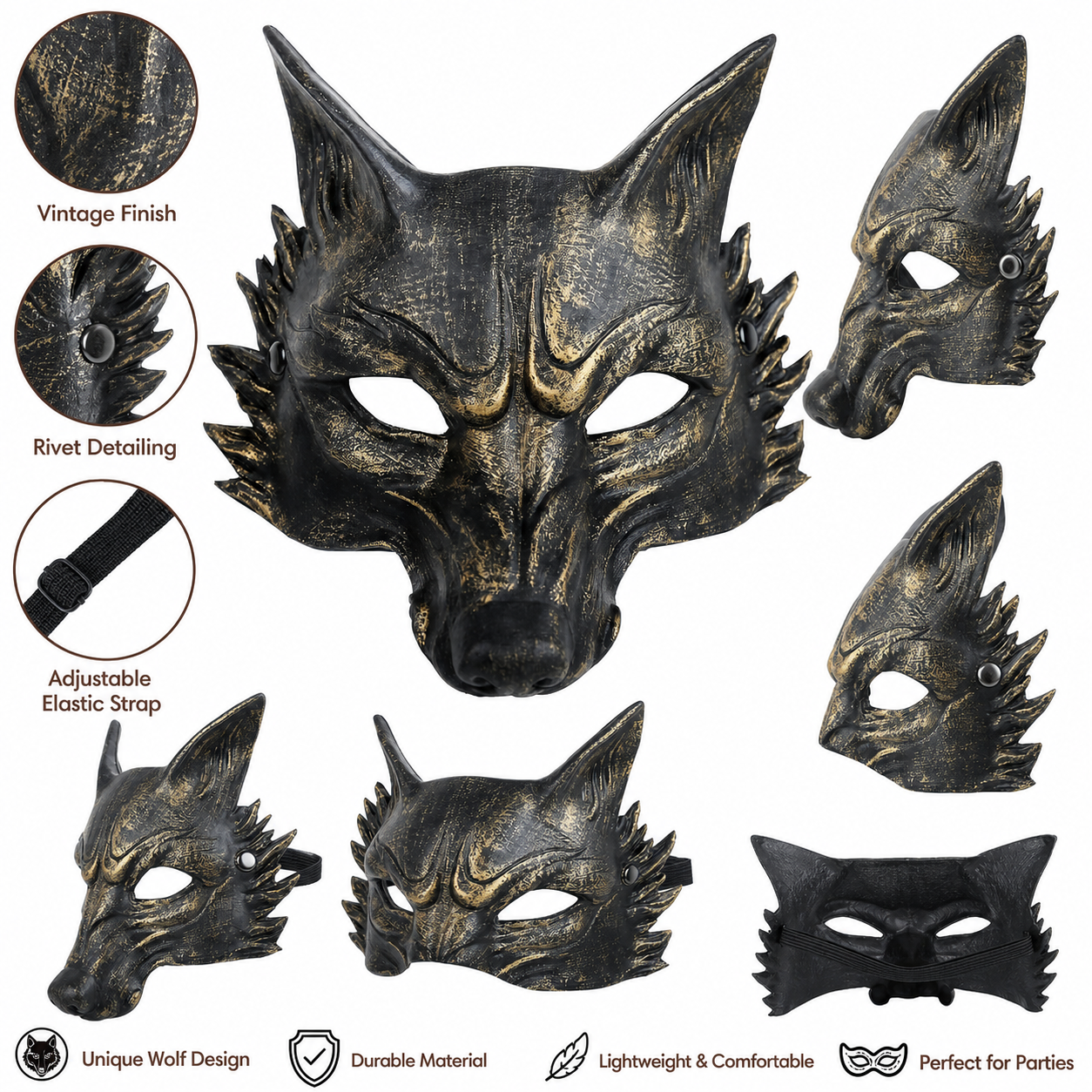 1pc Halloween Wolf Mask, Dramatic Fantasy Animal Face for Cosplay Party and Masquerade