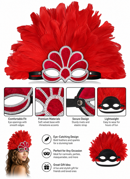 Red Feather Carnival Headpiece product view 20