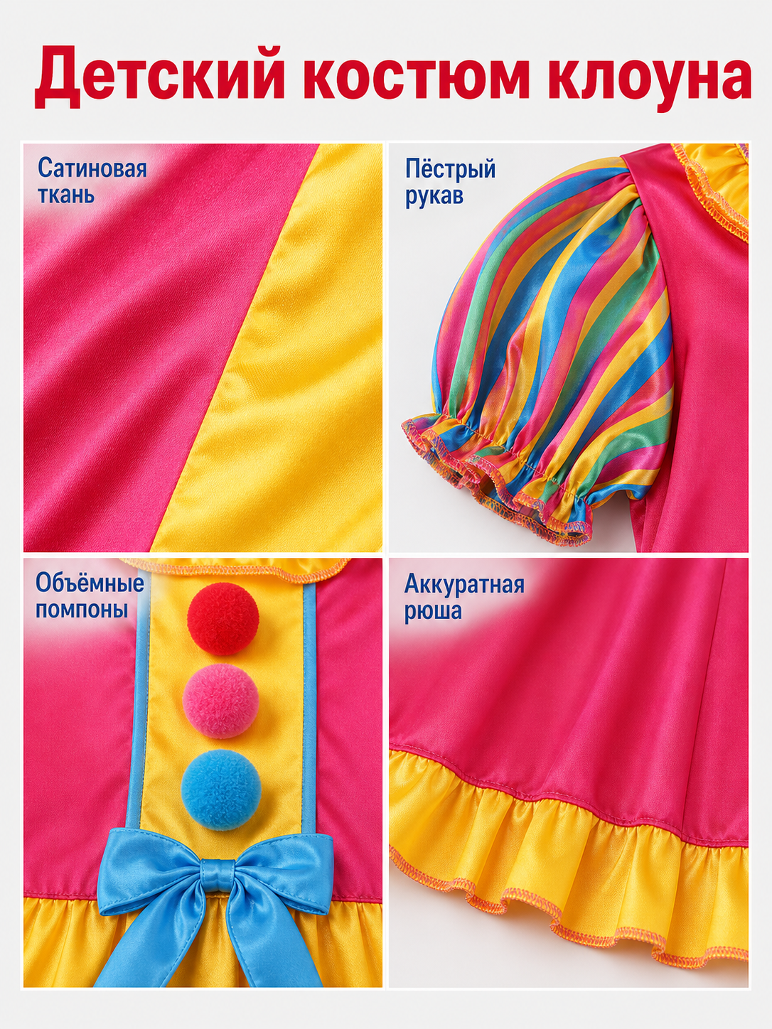 Clown Carnival Dress with Ruffles for Parties