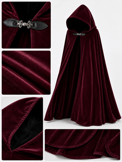 Burgundy Long Carnival Cloak with Hood