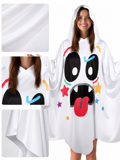 Hooded Cape with Ghost Print detail view