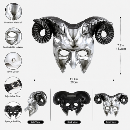 1pc Halloween Horned Demon Face Mask, Full Face Gothic Horror Style for Costume Party