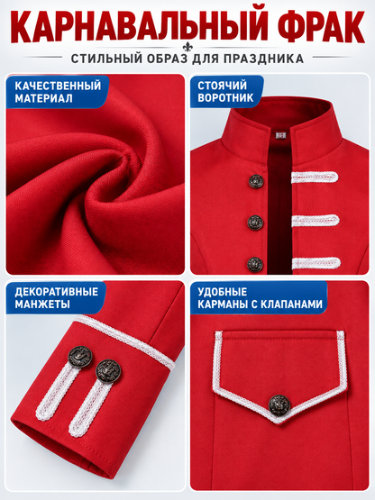 Red carnival tailcoat with white trim