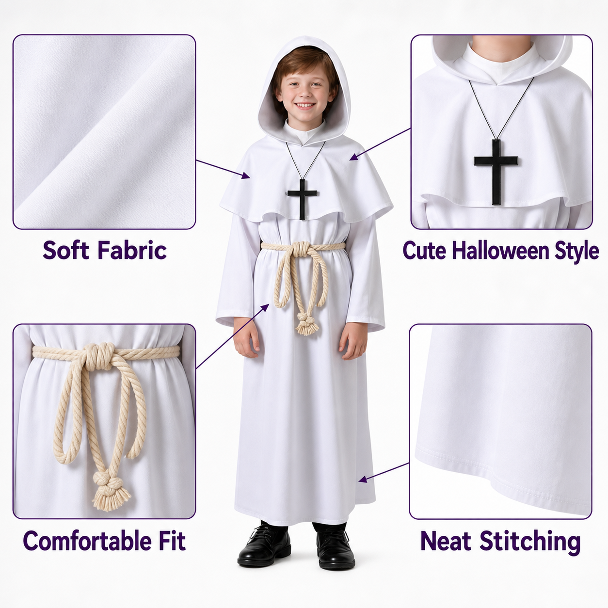 White Hooded Clergyman Costume